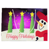 Grand Sac Cadeau Snowman Festif Avec Rouge (Dos)