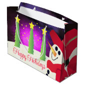 Grand Sac Cadeau Snowman Festif Avec Rouge (Dos Angle)