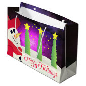 Grand Sac Cadeau Snowman Festif Avec Rouge (Devant Angle)
