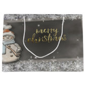 Grand Sac Cadeau Snowman, Fêtes de neige (Devant)