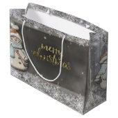 Grand Sac Cadeau Snowman, Fêtes de neige (Dos Angle)