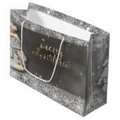 Grand Sac Cadeau Snowman, Fêtes de neige (Devant Angle)