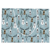 Grand Sac Cadeau Snowmen, rennes et arbres de Noël (Dos)