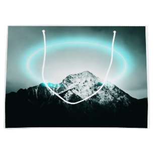 Grand Sac Cadeau Snowy mountain mysterious blue neon light