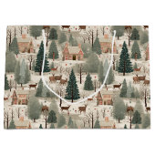 Grand Sac Cadeau Snowy Village Cream (Devant)