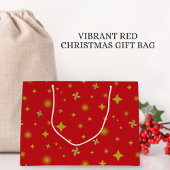 Grand Sac Cadeau Soft Glow Golden Stars & Floral Petals Pattern