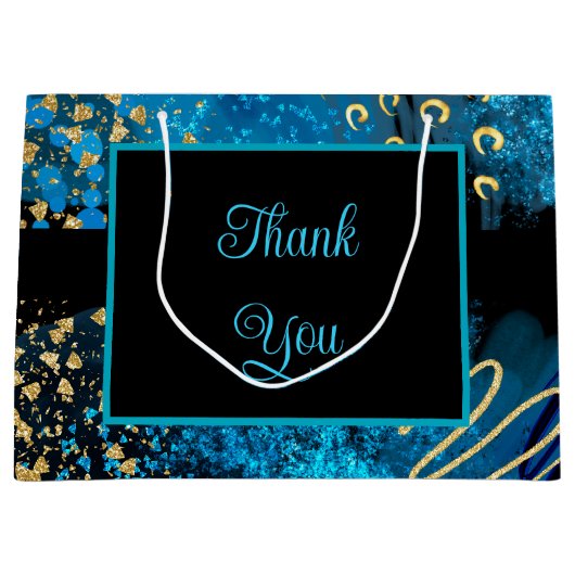 Grand Sac Cadeau Soirée d'anniversaire d'alcool bleu (Devant)