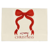 Grand Sac Cadeau Soirée de Noël Elegant Bow Rouge - (Dos)