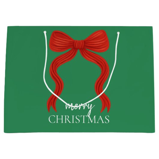 Grand Sac Cadeau Soirée de Noël Elegant Bow Rouge - (Devant)