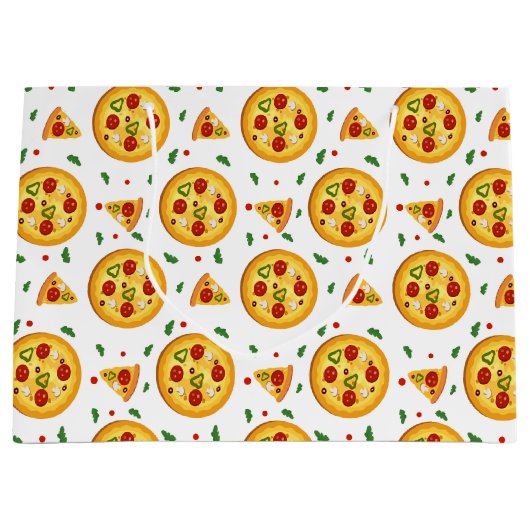 Grand Sac Cadeau soirée pizza cool (Devant)