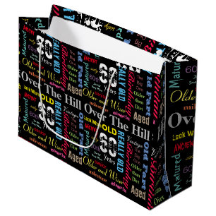 Grand Sac Cadeau soixantième Joyeux anniversaire dans un style de