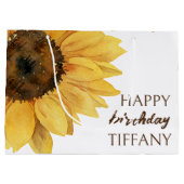 Grand Sac Cadeau Soleil d'anniversaire de tournesol (Dos)