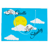 Grand Sac Cadeau Soleil souriant avec nuages de Puffy : (Dos)