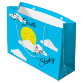 Grand Sac Cadeau Soleil souriant avec nuages de Puffy : (Dos Angle)