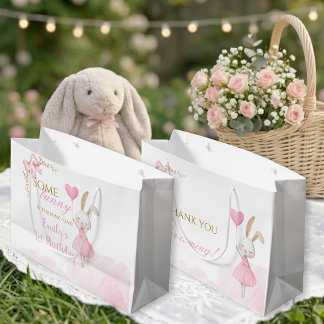 Grand Sac Cadeau Some Bunny 1st Birthday Girl Pink Bow