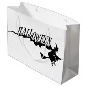 Grand Sac Cadeau Sorcière d'Halloween volant sur un balai (Dos Angle)
