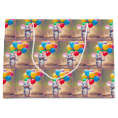 Grand Sac Cadeau Souris D'Anniversaire Avec Ballons (Devant)
