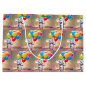 Grand Sac Cadeau Souris D'Anniversaire Avec Ballons (Dos)