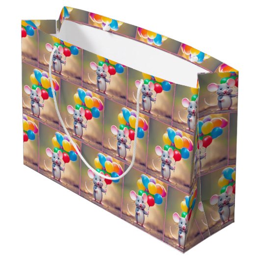 Grand Sac Cadeau Souris D'Anniversaire Avec Ballons (Dos Angle)
