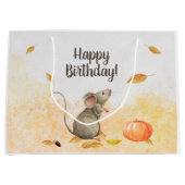 Grand Sac Cadeau Souris Whimsical Automne Anniversaire (Devant)