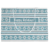 Grand Sac Cadeau Southwest Winter Snowflakes & Pine Trees Bleu (Dos)