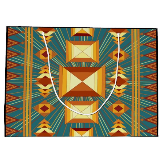 Grand Sac Cadeau Southwestern Golden Sun Rays Design indien (Dos)
