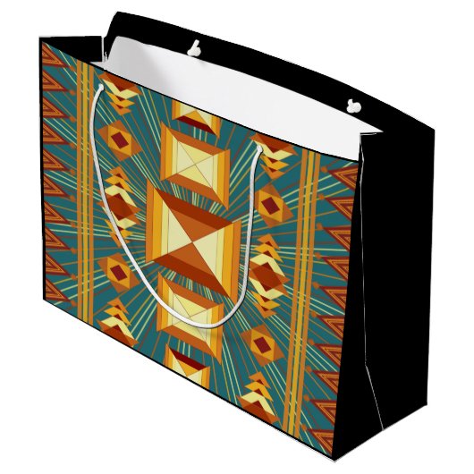 Grand Sac Cadeau Southwestern Golden Sun Rays Design indien (Dos Angle)