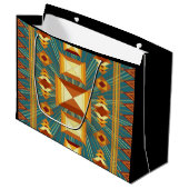 Grand Sac Cadeau Southwestern Golden Sun Rays Design indien (Devant Angle)