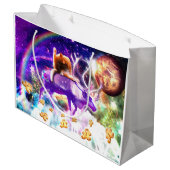 Grand Sac Cadeau Space cat licking itself (Dos Angle)
