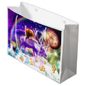 Grand Sac Cadeau Space cat licking itself (Devant Angle)