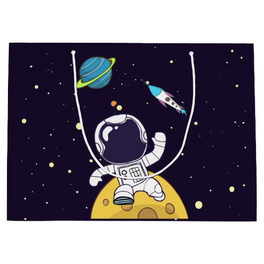 Grand Sac Cadeau Spaceman Explorant L'Espace (Devant)