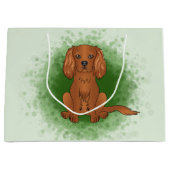 Grand Sac Cadeau Spaniel Cavalier King Charles Ruby sur fond vert (Devant)