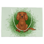 Grand Sac Cadeau Spaniel Cavalier King Charles Ruby sur fond vert (Dos)