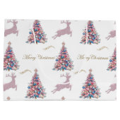 Grand Sac Cadeau Sparkling Reindeer and Pastel Christmas Trees Pink (Dos)