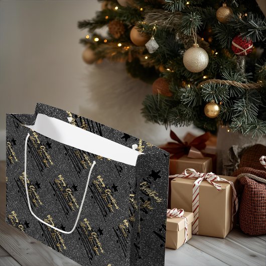 Grand Sac Cadeau Sparkly Black Gift Bag