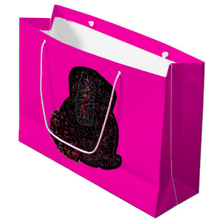 Grand Sac Cadeau Sparkly magical black rabbit for luck