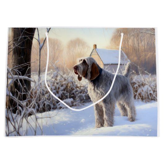 Grand Sac Cadeau Spinone Italiano Laisser Neige Noël (Devant)