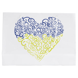 Grand Sac Cadeau Spiral tourbillons mehandi coeur drapeau ukrainien