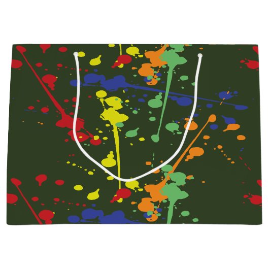 Grand Sac Cadeau Splatz de la fête de Paintball Vert de l'Armée (Devant)