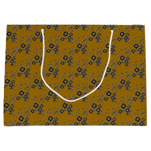 Grand Sac Cadeau Spray Floral Style 1, Silver-Gold-1 GIFT BAG L