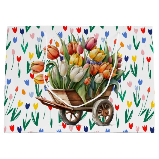 Grand Sac Cadeau Spring Tulips  (Devant)
