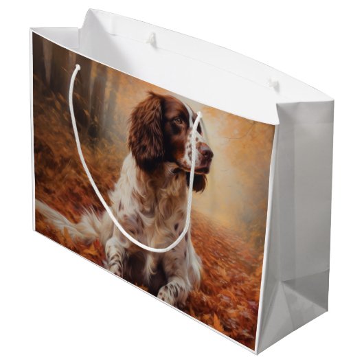 Grand Sac Cadeau Springer Spaniel à l'automne Feuilles automne Insp (Dos Angle)