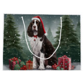 Grand Sac Cadeau Springer Spaniel Chien dans la neige Noël (Dos)