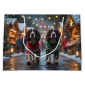 Grand Sac Cadeau Springer Spaniel Dogs Christmas Snow Holiday (Devant)