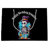 Grand Sac Cadeau Squelette cool dans un Top Halloween Anniversaire (Devant)