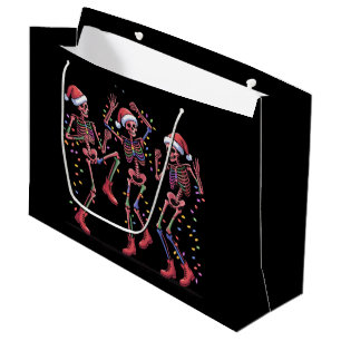 Grand Sac Cadeau Squelette de Noël Squelette de danse Lumières Joye