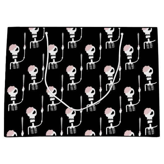 Grand Sac Cadeau Squelette d'Halloween avec épée (Devant)