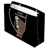 Grand Sac Cadeau Squelette et café Halloween Design (Dos Angle)