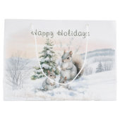 Grand Sac Cadeau Squirrels in winter forest  (Dos)