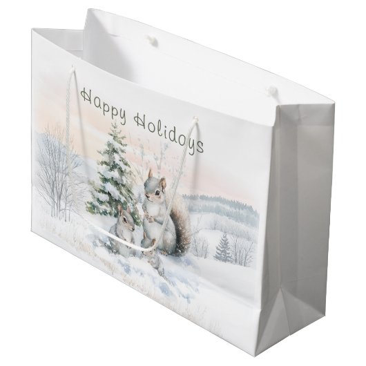 Grand Sac Cadeau Squirrels in winter forest  (Devant Angle)